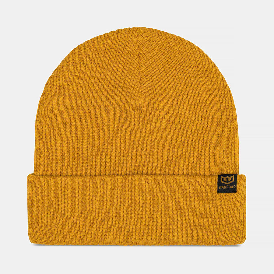 Warroad Watchman Beanie in gold, front view - image 1
