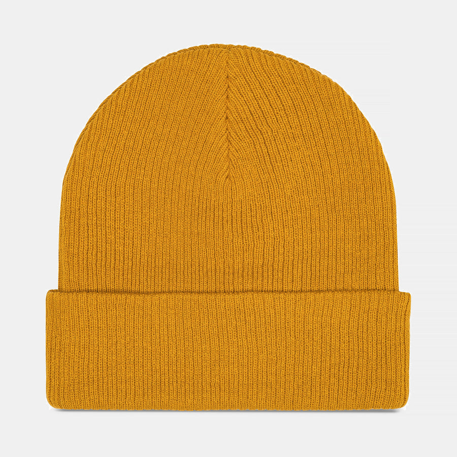 Warroad Watchman Beanie in gold, cuffed front view - image 2