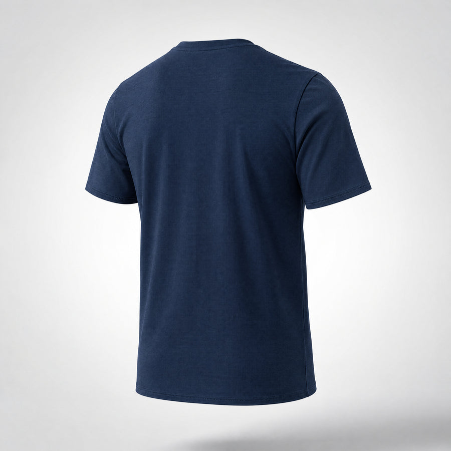 Warroad Prospect Tech Tee in royal navy, back view on an invisible mannequin - image 2