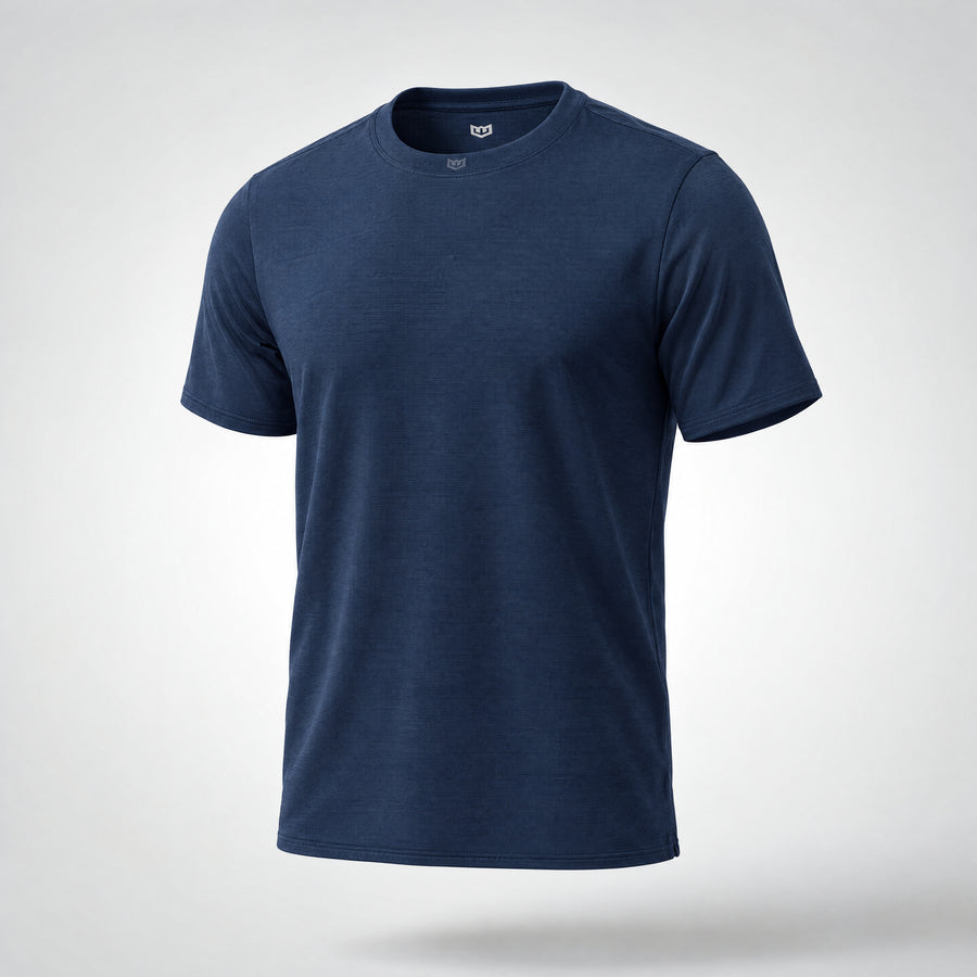 Warroad Prospect Tech Tee in royal navy, front view on an invisible mannequin - image 1