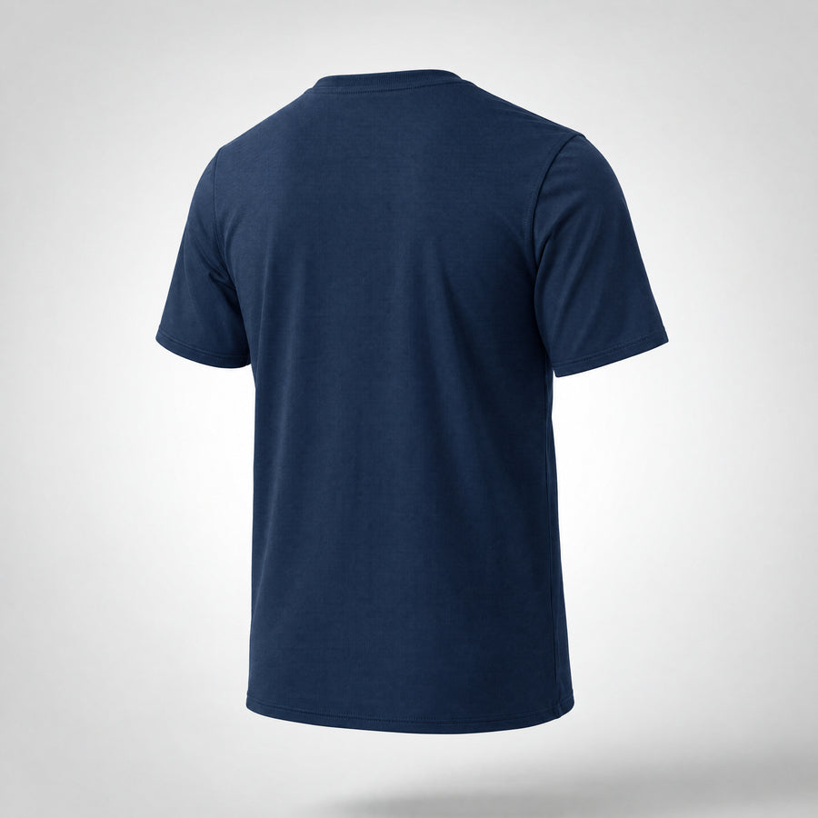 Warroad Youth Prospect Tech Tee in navy, back view on an invisible mannequin - image 2