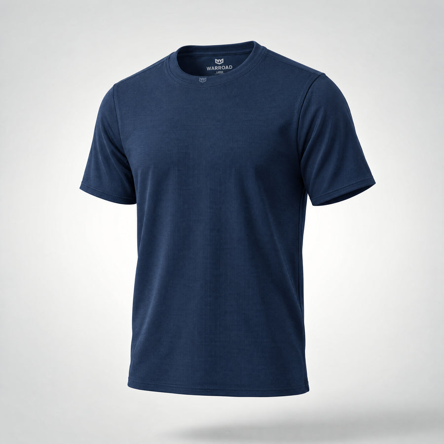Warroad Youth Prospect Tech Tee in navy, front view on an invisible mannequin - image 1