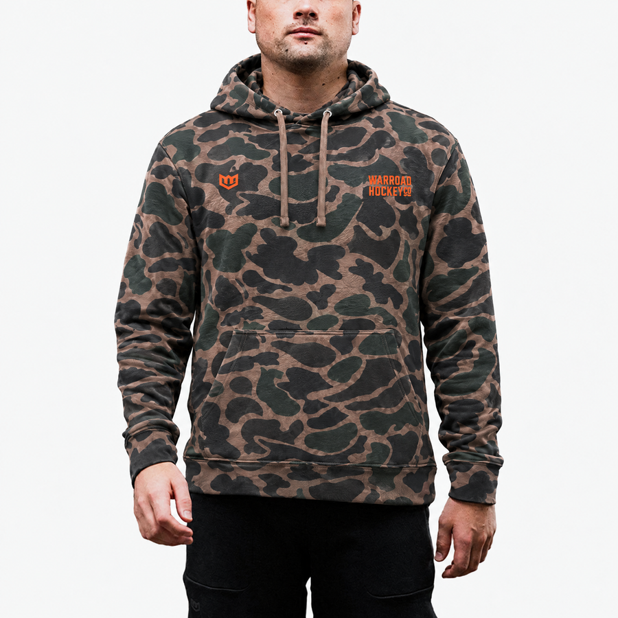 Original 6 Pullover Hoodie Midweight in Duck Camo worn, front view - image 3