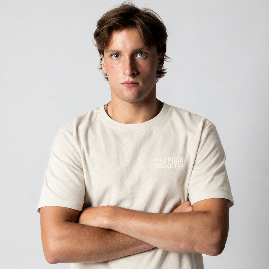 Finals Heavyweight Boxy Tee in Natural worn, front view - image 2