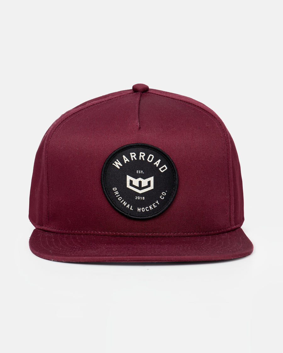 Warroad OG Hockey Hat in wine, front view with the Original Hockey Co. patch - image 1