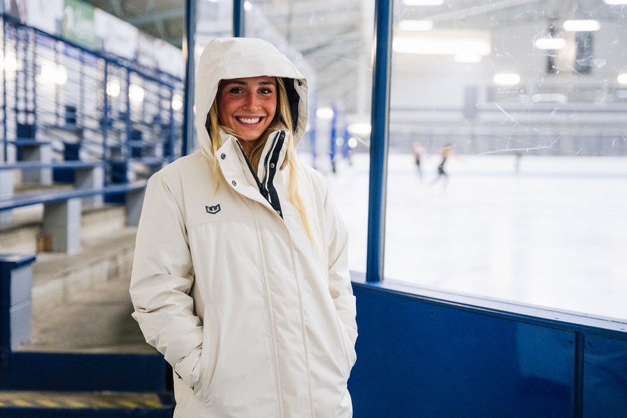 wb-lp-cream-055 Women's Boiler Down Parka cream, back with hood - image 1